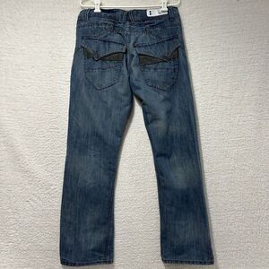 Jordan Craig Mens Blue Stone Washed Whiskered Denim Flap Pockets Actual Sz 32X31